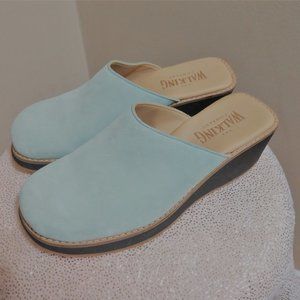 The Walking Company Seafoam Green Wedge Mule Shoes